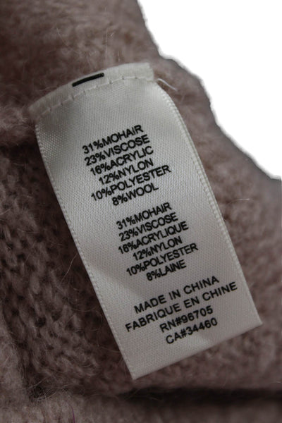 Rebecca Taylor Unisex Beige Pullover Mock Neck Long Sleeve Mohair Blend Size S