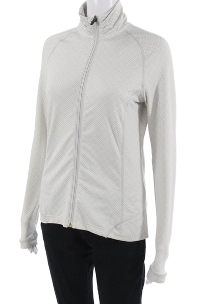 Peter Millar Women Gray Zip Windbreaker Jacket High Neck Geometric Size S