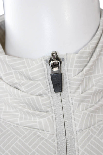 Peter Millar Women Gray Zip Windbreaker Jacket High Neck Geometric Size S