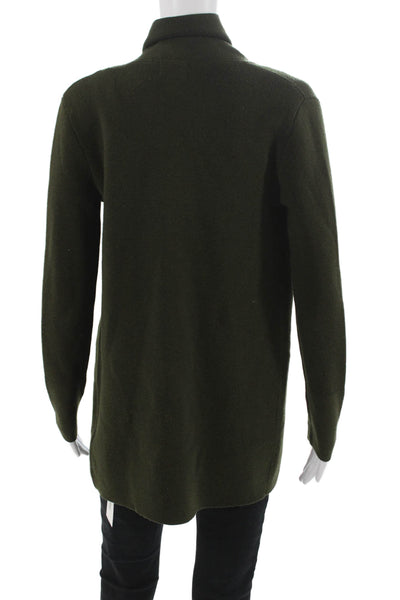 Jigsaw Women Coatigan Long Sleeve Wool Green Hook & Eye Army Size XS