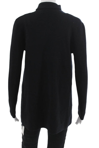 Jigsaw Womens Black Wool High Neck Coatigan Button Long Sleeve Size XS