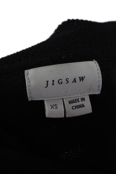 Jigsaw Womens Black Wool High Neck Coatigan Button Long Sleeve Size XS