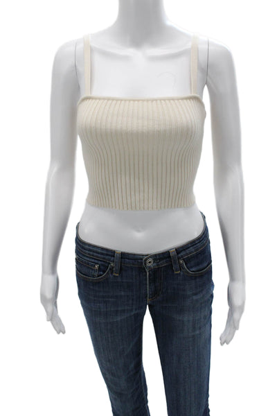 Zara Womens Cropped Camisole Beige Striped Square Neck Sleeveless Size S