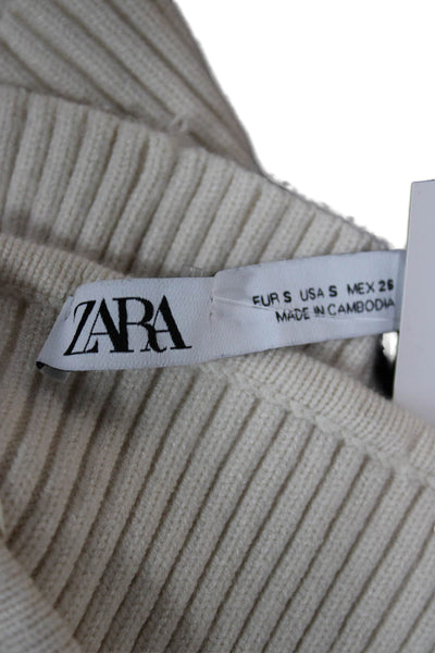 Zara Womens Cropped Camisole Beige Striped Square Neck Sleeveless Size S