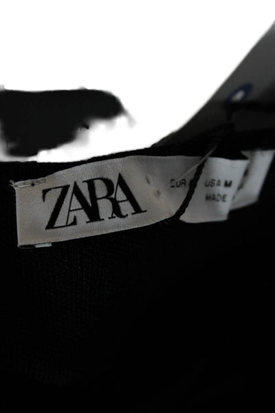 Zara Womens Cropped Sleeveless Square Neck Black Tank Size M