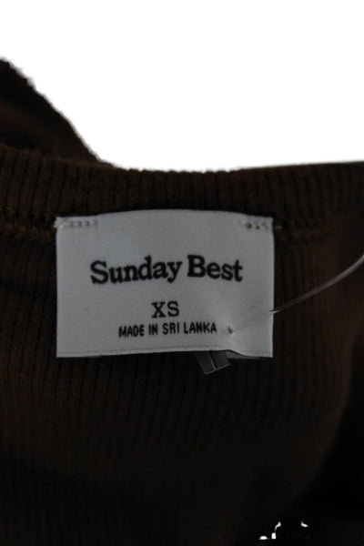 Sunday Best Womens Cropped Brown Tank Sleeveless Round Neck Size XS