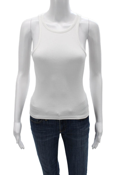 J Crew Women Basic White Cotton Crew Neck Sleeveless Tank Size 2XS