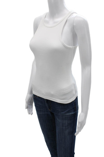 J Crew Women Basic White Cotton Crew Neck Sleeveless Tank Size 2XS