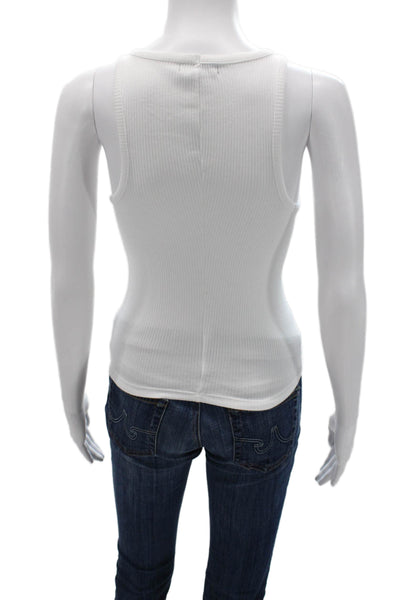 J Crew Women Basic White Cotton Crew Neck Sleeveless Tank Size 2XS