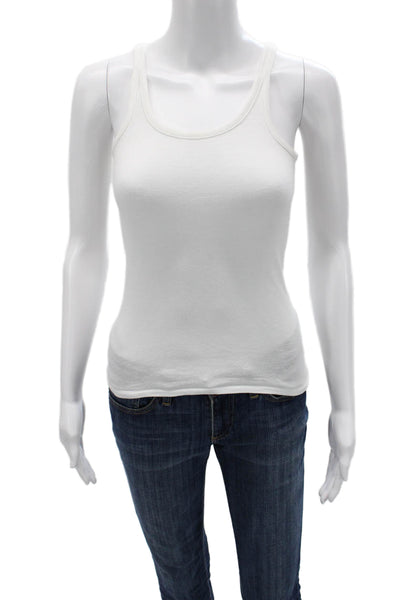 J Crew Women White Cotton Basic Sleeveless Tank Round Neck Size 2XS