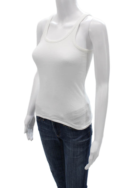 J Crew Women White Cotton Basic Sleeveless Tank Round Neck Size 2XS