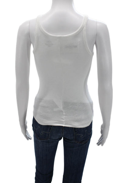 J Crew Women White Cotton Basic Sleeveless Tank Round Neck Size 2XS