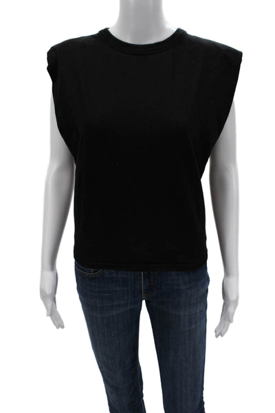 Frankie Womens Black Cotton Basic Sleeveless Crew Neck T-Shirt Size S