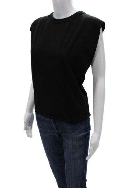 Frankie Womens Black Cotton Basic Sleeveless Crew Neck T-Shirt Size S