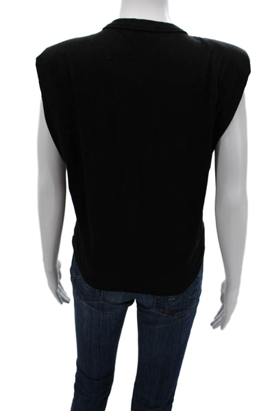 Frankie Womens Black Cotton Basic Sleeveless Crew Neck T-Shirt Size S
