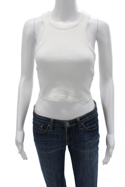 Maeve Anthropologie Women White Cropped Tank Crewneck Size 2XS