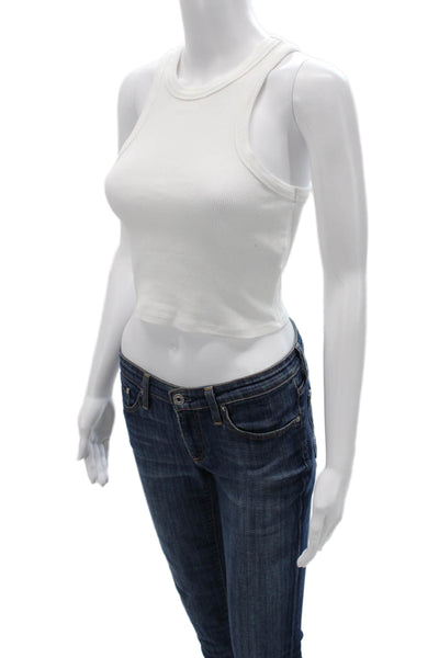 Maeve Anthropologie Women White Cropped Tank Crewneck Size 2XS