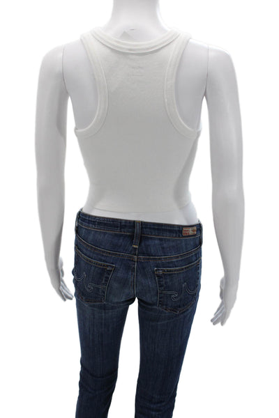 Maeve Anthropologie Women White Cropped Tank Crewneck Size 2XS