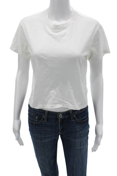 ATM Womens Cropped Basic Cotton Crew Neck Short Sleeve T-Shirt Size XS