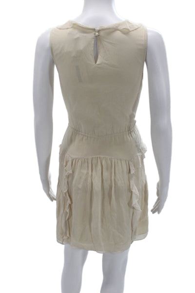Broadway & Broome Women Beige Silk Tank Dress V-Neck Sleeveless Boho Size 6