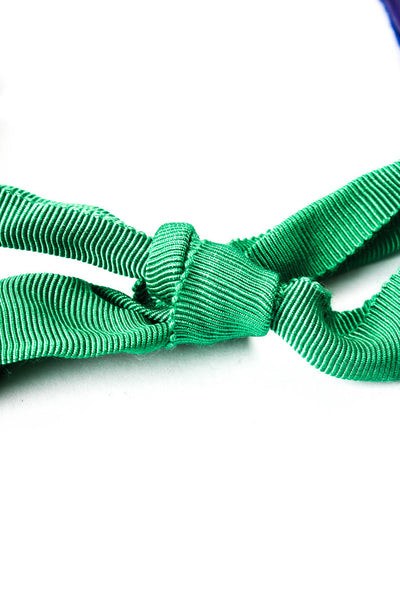 Parme Marin Womens Purple Leather Bone Triangle Geometric Bib Necklace OS