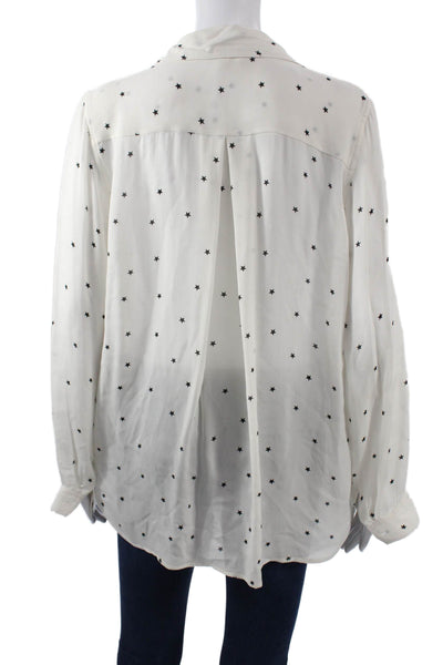 L'Agence Womens White Collared Button Up Viscose Long Sleeve Blouse Size M