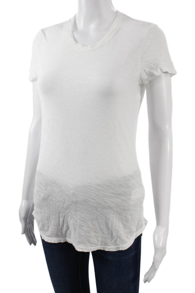 Standard James Perse Women Basic White Short Sleeve T-Shirt Pima Viscose Size 2