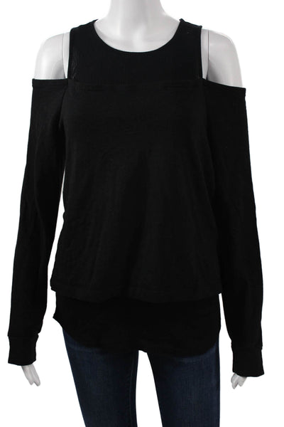 Monrow Womens Black Long Sleeve Crew Neck Top Size L