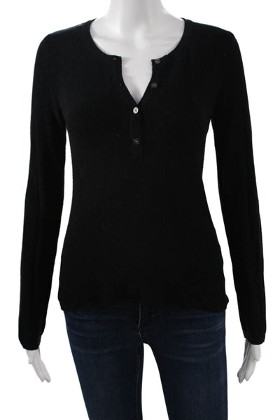 One Grey Day Unisex Henley Black Cotton Long Sleeve Size S