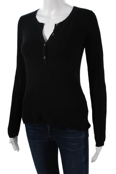One Grey Day Unisex Henley Black Cotton Long Sleeve Size S