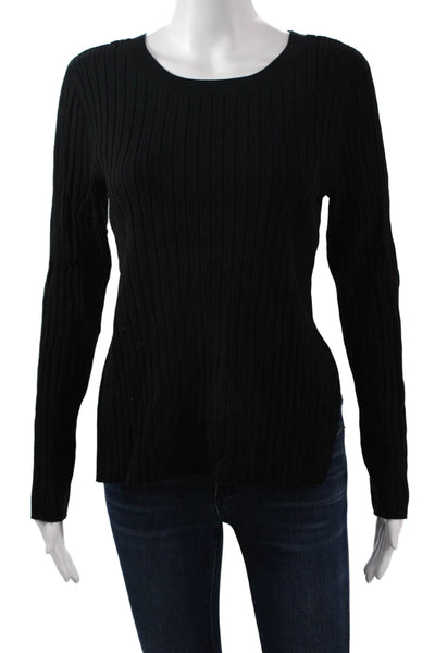 525 Unisex Black Striped Pullover Long Sleeve Round Neck Size M