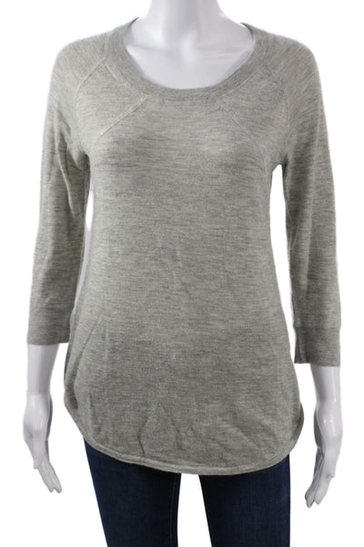 ATM Unisex 100% Cashmere Pullover Sweater Gray Round Neck 3/4 Sleeve Size M
