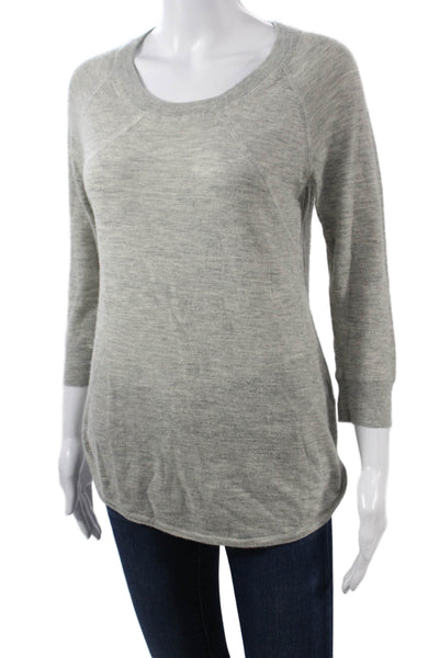 ATM Unisex 100% Cashmere Pullover Sweater Gray Round Neck 3/4 Sleeve Size M