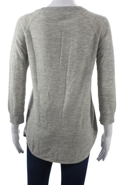 ATM Unisex 100% Cashmere Pullover Sweater Gray Round Neck 3/4 Sleeve Size M