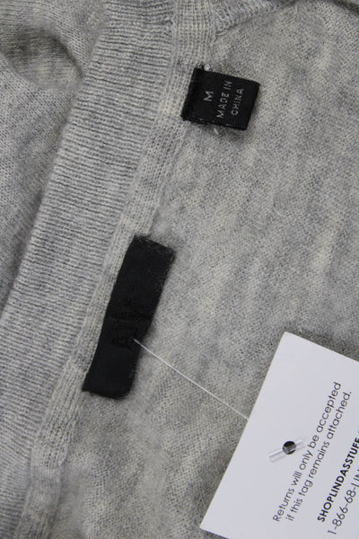 ATM Unisex 100% Cashmere Pullover Sweater Gray Round Neck 3/4 Sleeve Size M