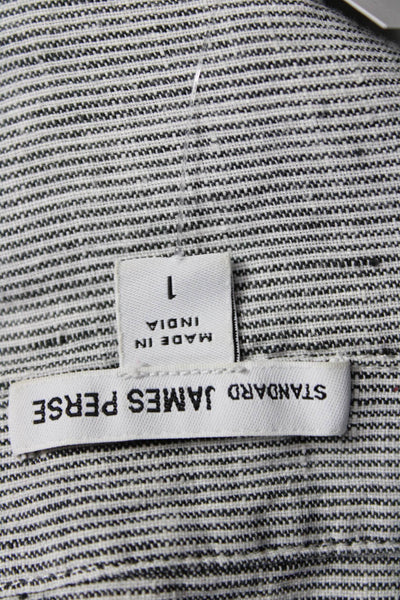 Standard James Perse Women Striped Gray Button-Up Top 3/4 Sleeve Size 1