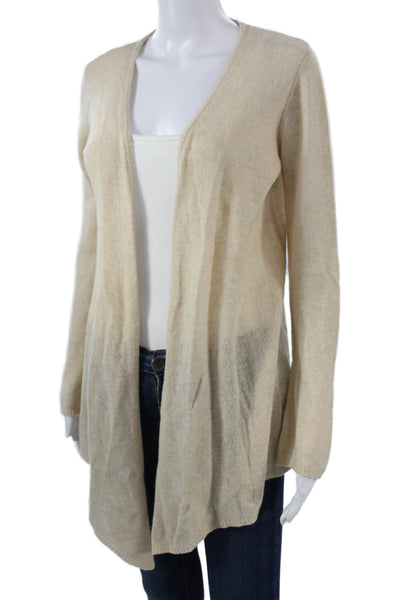 Minnie Rose Unisex Cardigan 100% Cashmere Beige Long Sleeve Size S