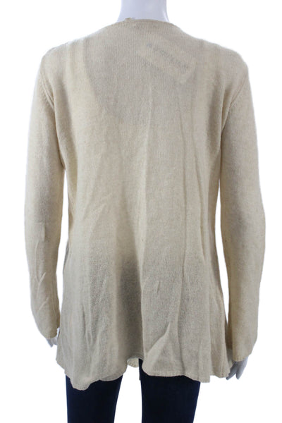 Minnie Rose Unisex Cardigan 100% Cashmere Beige Long Sleeve Size S