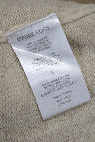 Minnie Rose Unisex Cardigan 100% Cashmere Beige Long Sleeve Size S