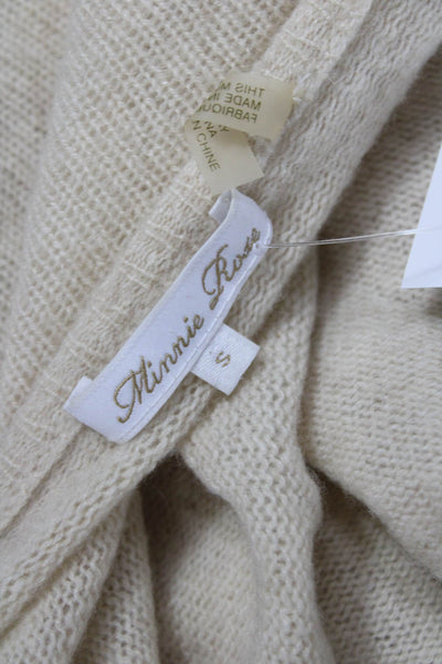 Minnie Rose Unisex Cardigan 100% Cashmere Beige Long Sleeve Size S