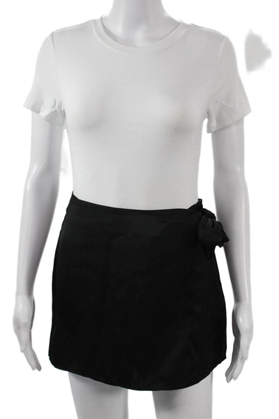 Zara Women Mini Wrap Skort Black Poly Blend Size S