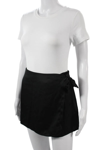 Zara Women Mini Wrap Skort Black Poly Blend Size S