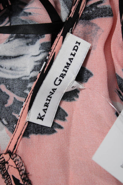 Karina Grimaldi Womens Maxi Wrap Dress Black Floral V-Neck Sleeveless Size S