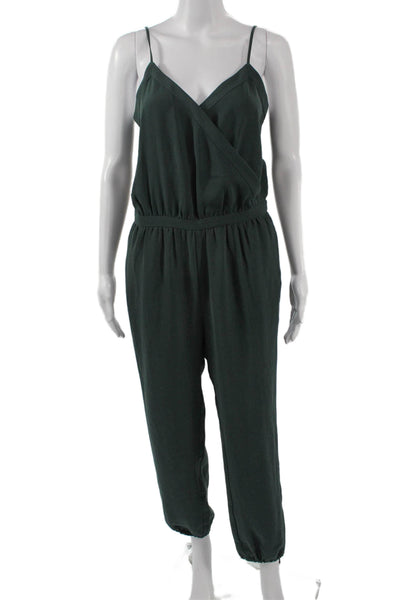 Madewell Womens Green V-Neck Sleeveless Jumpsuit 100% Polyester Size S