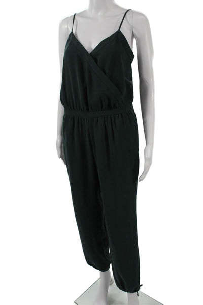 Madewell Womens Green V-Neck Sleeveless Jumpsuit 100% Polyester Size S