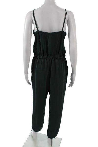 Madewell Womens Green V-Neck Sleeveless Jumpsuit 100% Polyester Size S