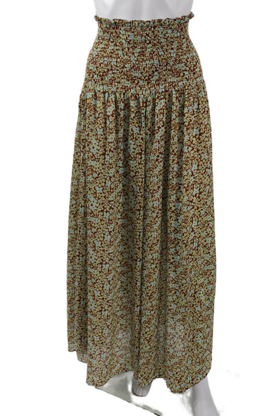 Alexis Women Peasant Maxi Pants Brown Floral 100% Polyester Size S