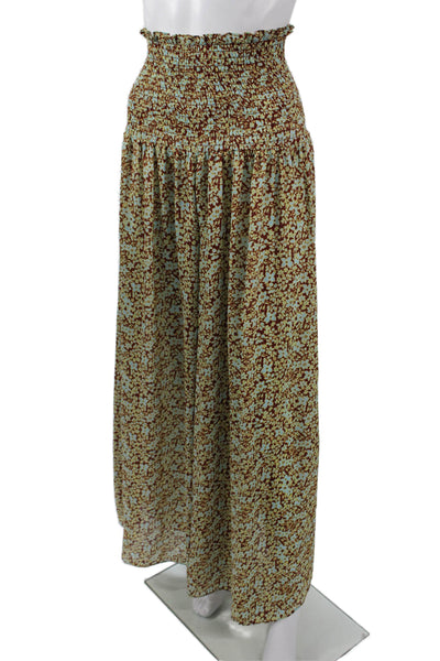 Alexis Women Peasant Maxi Pants Brown Floral 100% Polyester Size S
