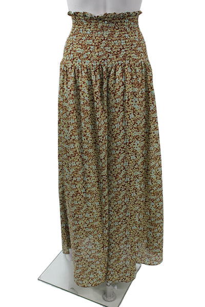 Alexis Women Peasant Maxi Pants Brown Floral 100% Polyester Size S