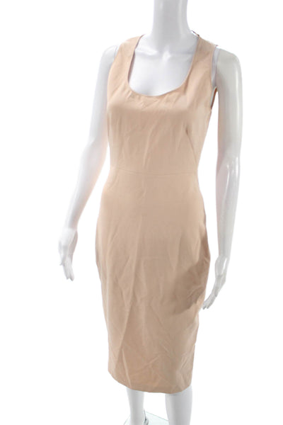 Zara Woman Womens Sheath Dress Beige Mid-Calf Zip Rayon Blend Size S